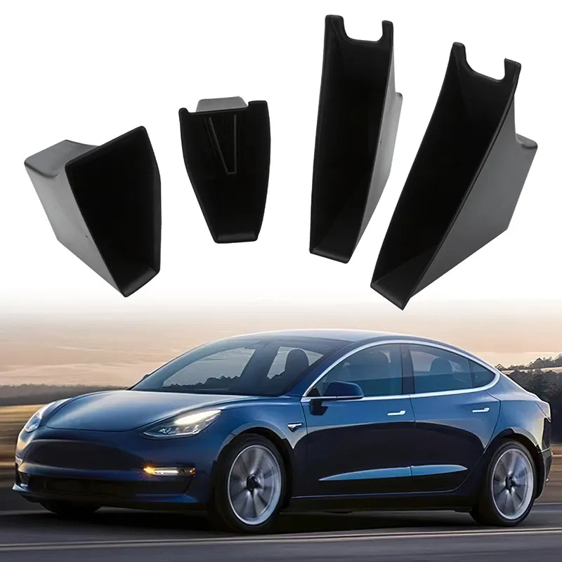 A pair of two Door handle storage solution made by Clevisco for Tesla Model 3 and Y along with 